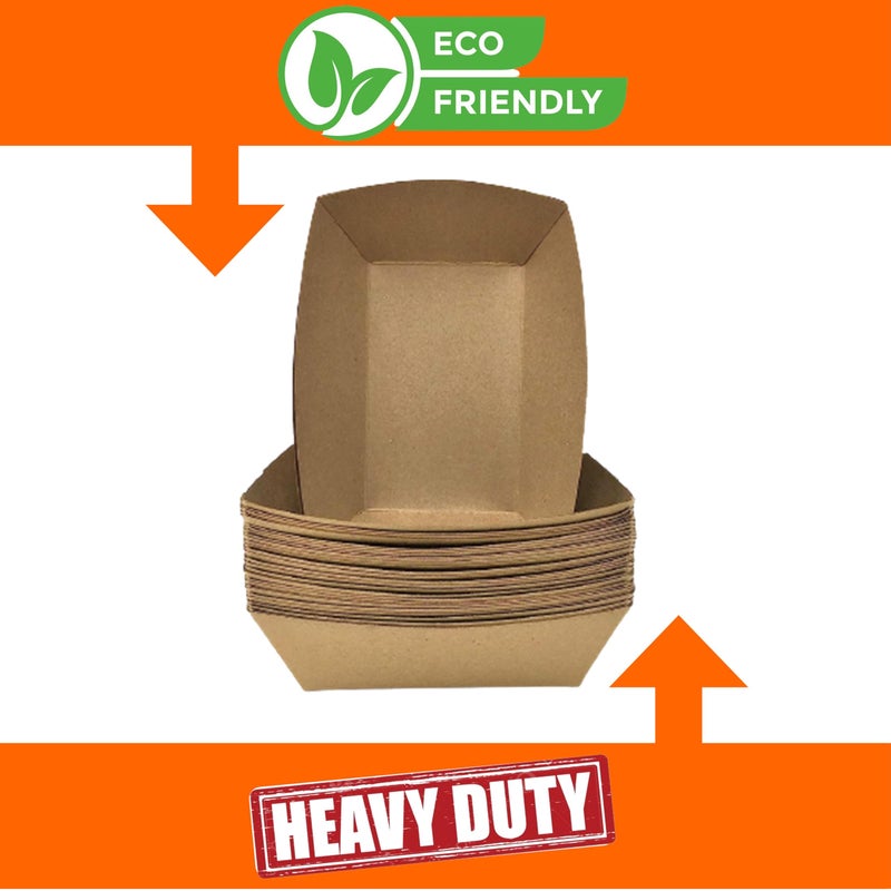 Mr. Miracle Paper Food Trays, Kraft Paper. Extra Large (5LB). 250 Pack, Disposable, Recyclable Serving Boats.for Condiments, Snacks & Concession Food, Grease Ressistant - Image 3